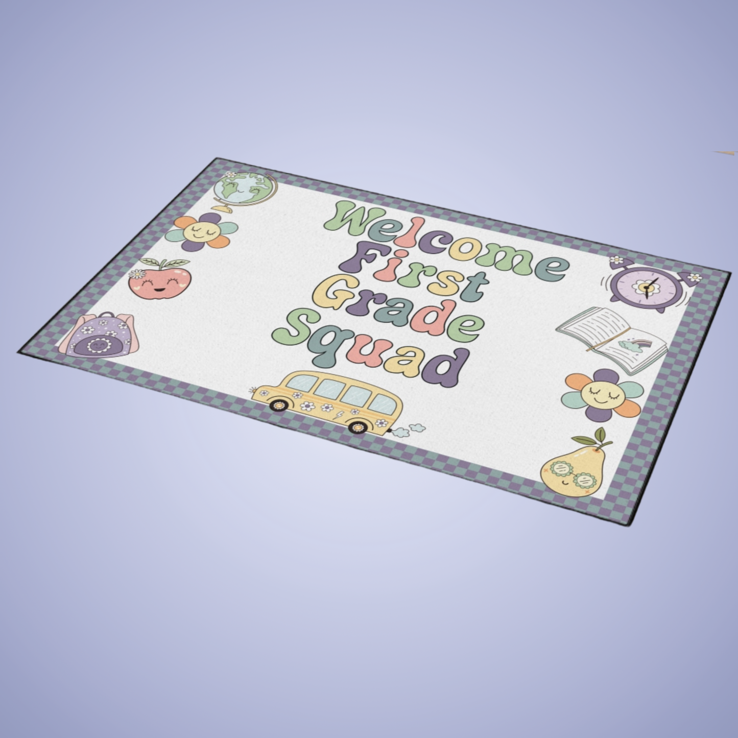 Welcome First Grade Squad Floor Door Mat Fun Classroom Set Up Entrance Rug