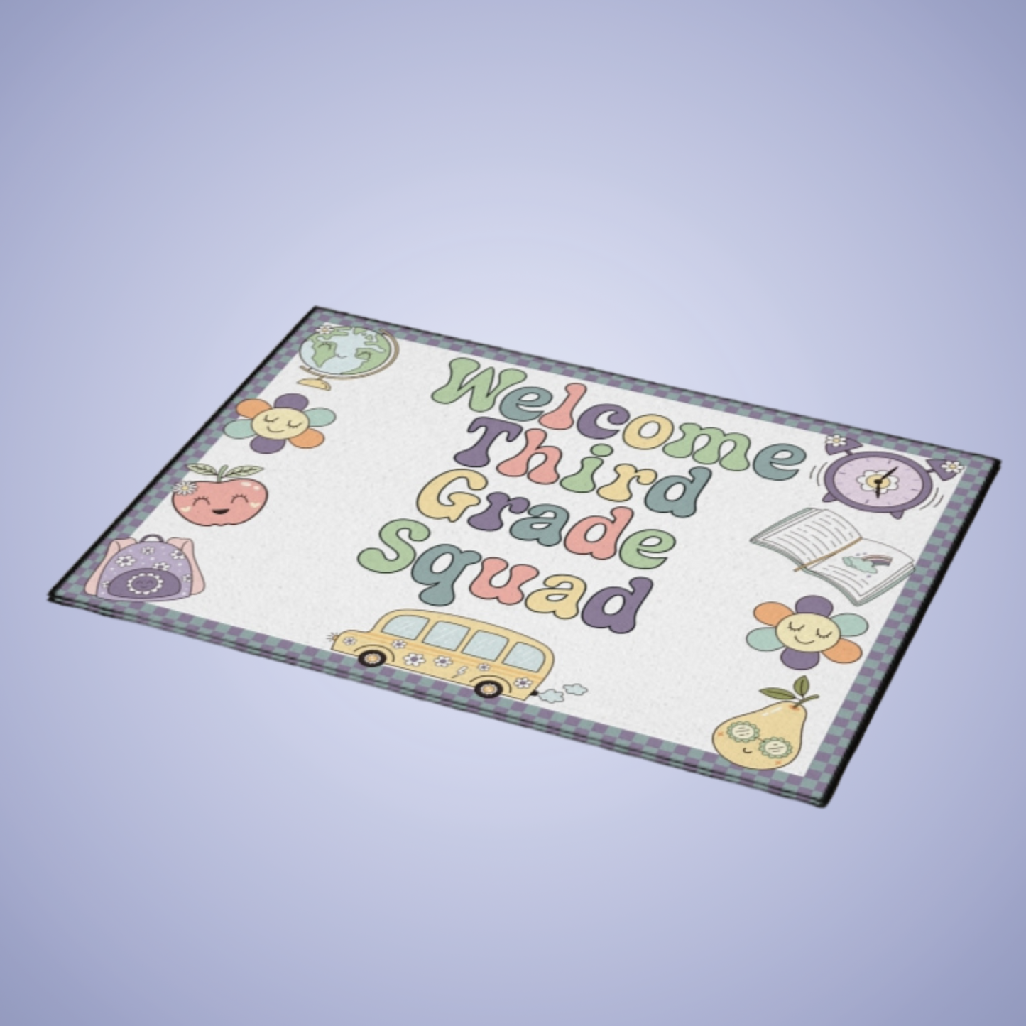 Welcome Third Grade Squad Floor Door Mat Fun Classroom Set Up Entrance Rug