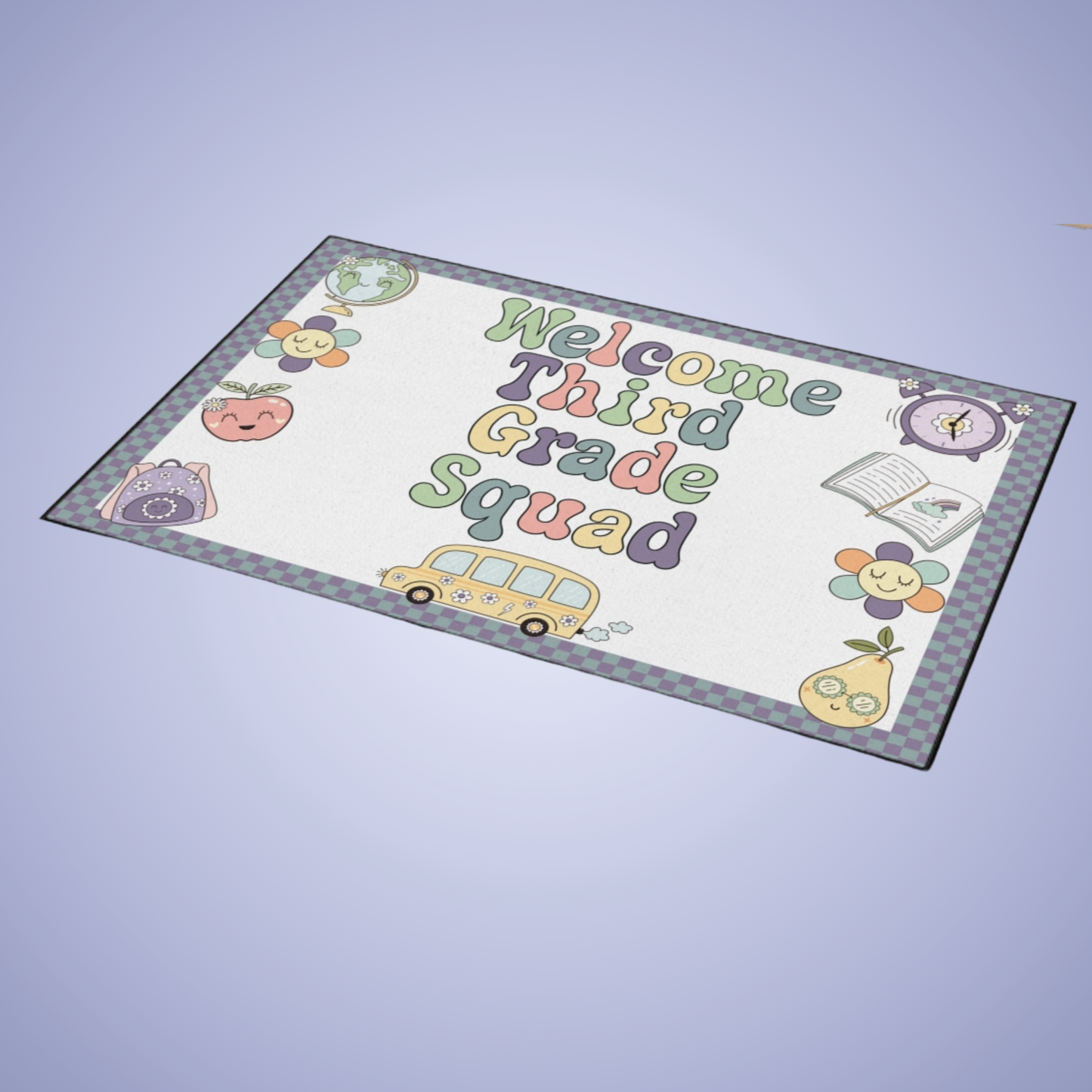 Welcome Third Grade Squad Floor Door Mat Fun Classroom Set Up Entrance Rug