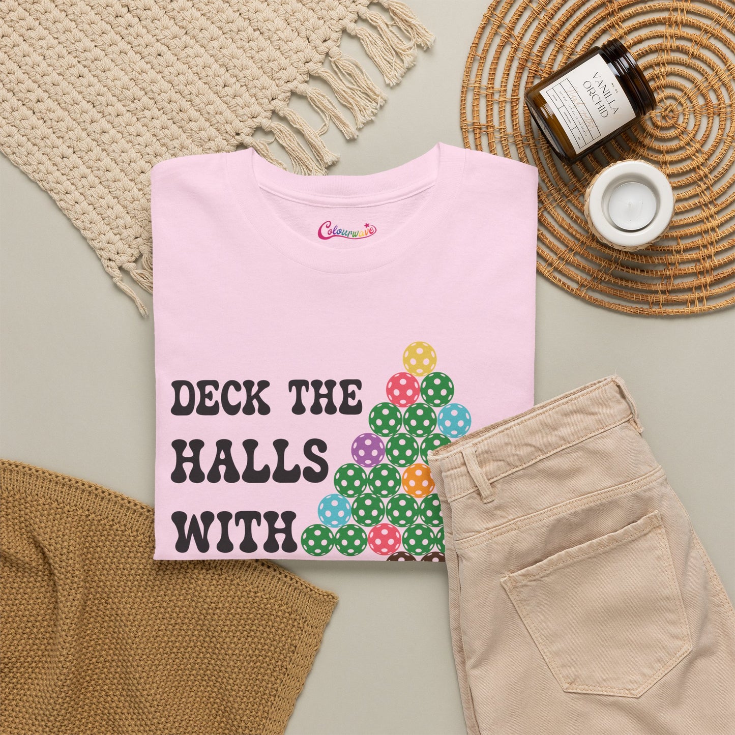 Deck the Halls with Pickleballs Christmas Tee Graphic Design T Shirt