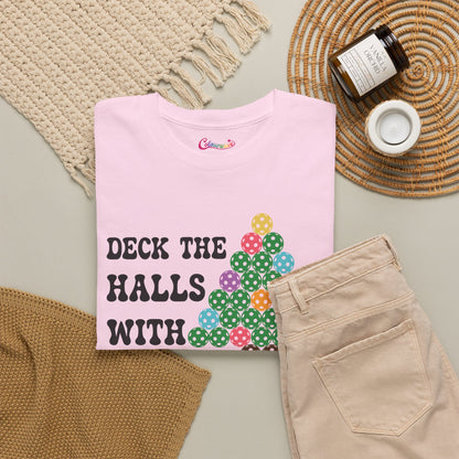 Deck the Halls with Pickleballs Christmas Tee Graphic Design T Shirt