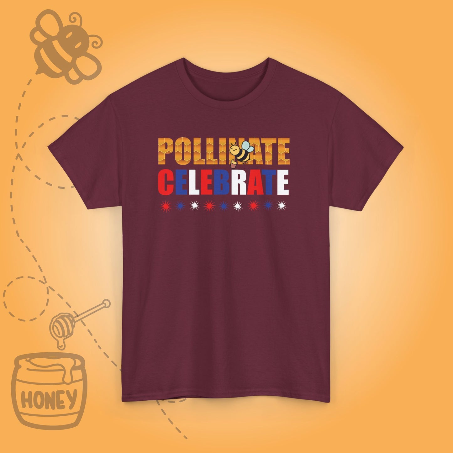 Pollinate and Celebrate Sweet As Honey Funny Bee Lover July 4th Design Unisex T Shirt