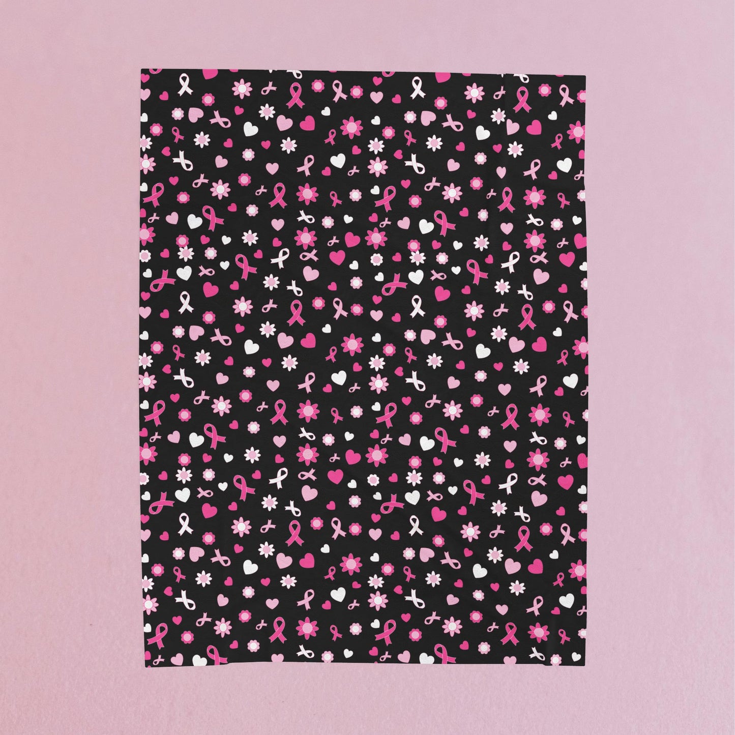 Breast Cancer Awareness Black Velveteen Plush Blanket 3 Sizes Chemotherapy Gift