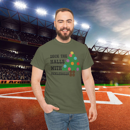 Deck the Halls with Pickleballs Christmas Tee Graphic Design T Shirt