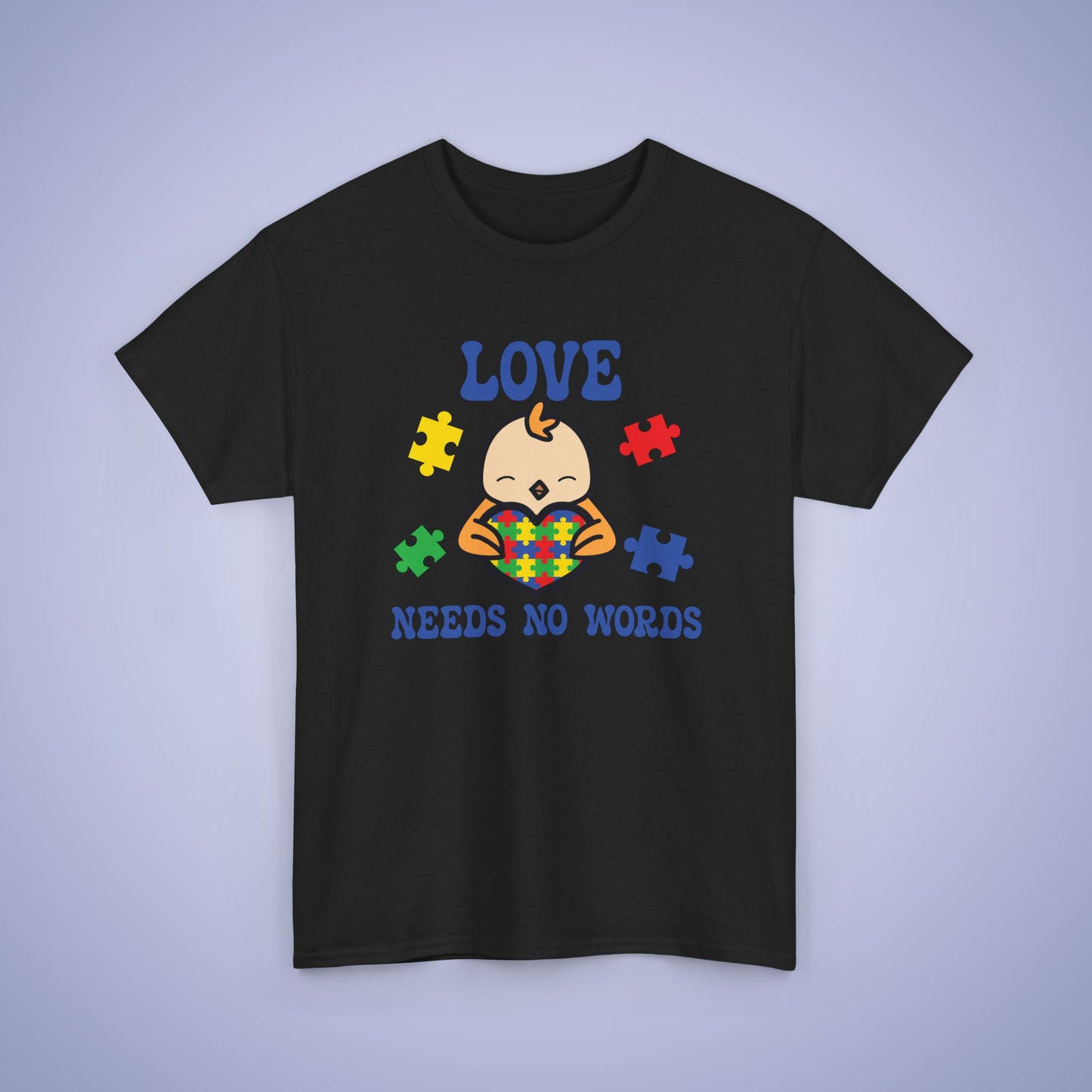 Chicken Puzzle Heart Graphic Love Needs No Words Autism Awareness Unisex T Shirt