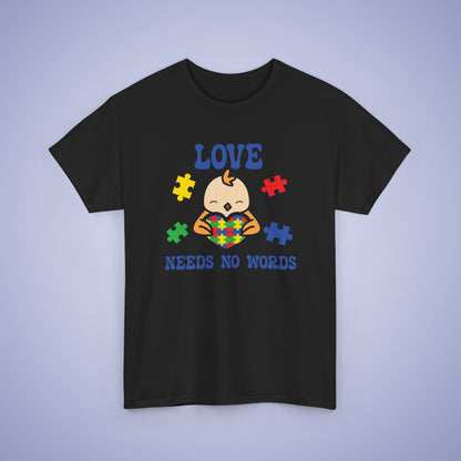 Chicken Puzzle Heart Graphic Love Needs No Words Autism Awareness Unisex T Shirt