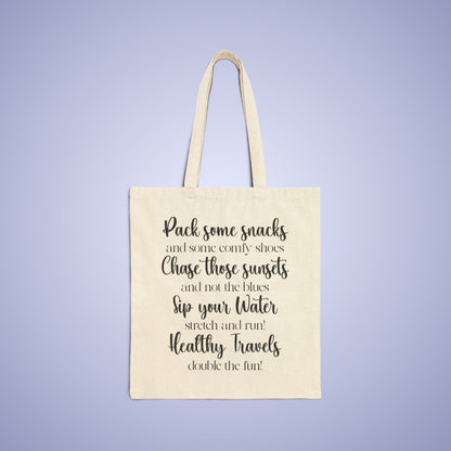 Travel Healthy Motivational Personalized Graduation Gift Natural Cotton Canvas Tote Bag