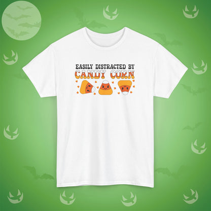 Easily Distracted By Candy Corn Black Halloween Candy Unisex T Shirt