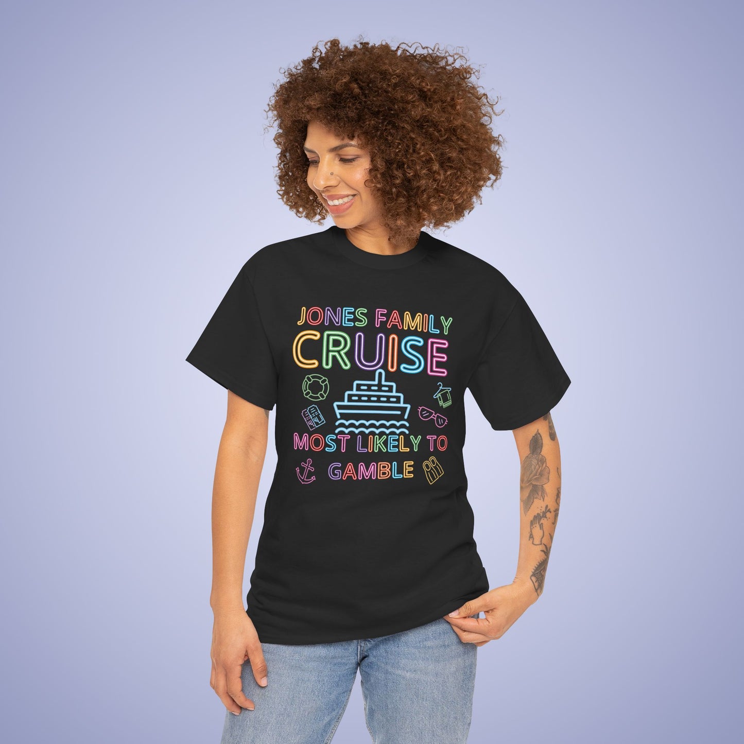 Family Funny Cruise MATCHING Neon Personalized Most Likely to Gamble T Shirt Unisex