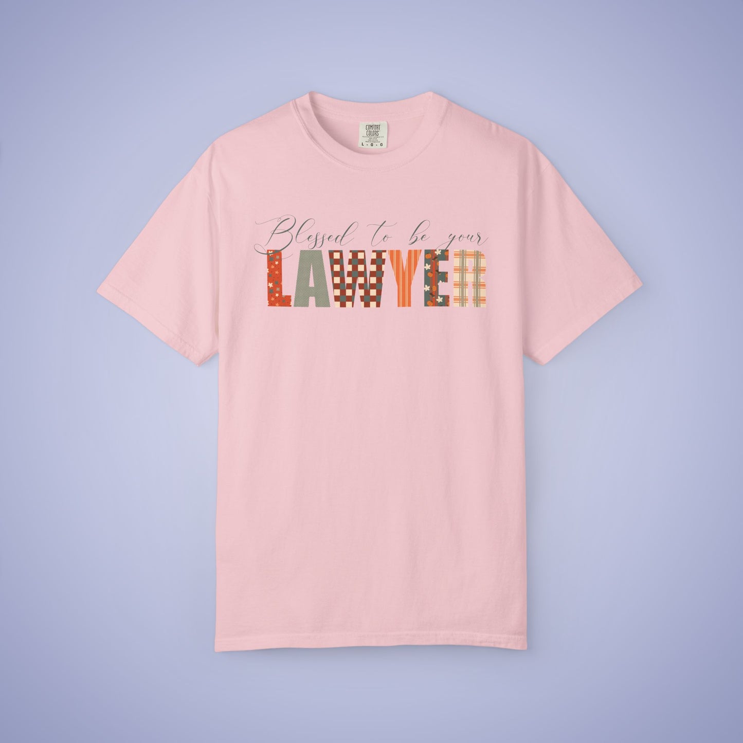 Blessed to be Your Lawyer White Thanksgiving Patterned Word Art Comfort T Shirt Unisex