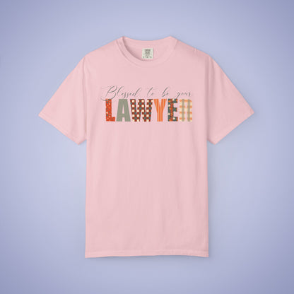 Blessed to be Your Lawyer White Thanksgiving Patterned Word Art Comfort T Shirt Unisex