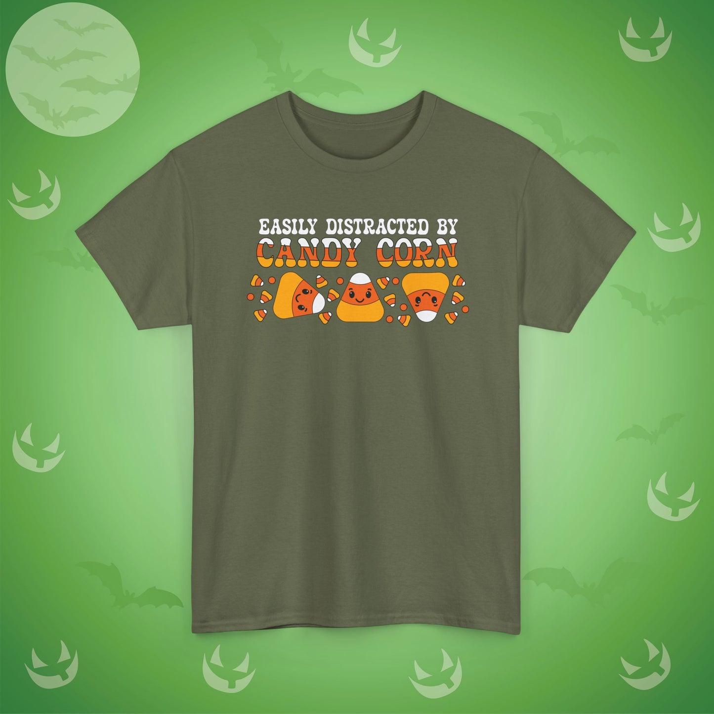 Easily Distracted by Candy Corn Halloween T-Shirt | Funny Graphic Design