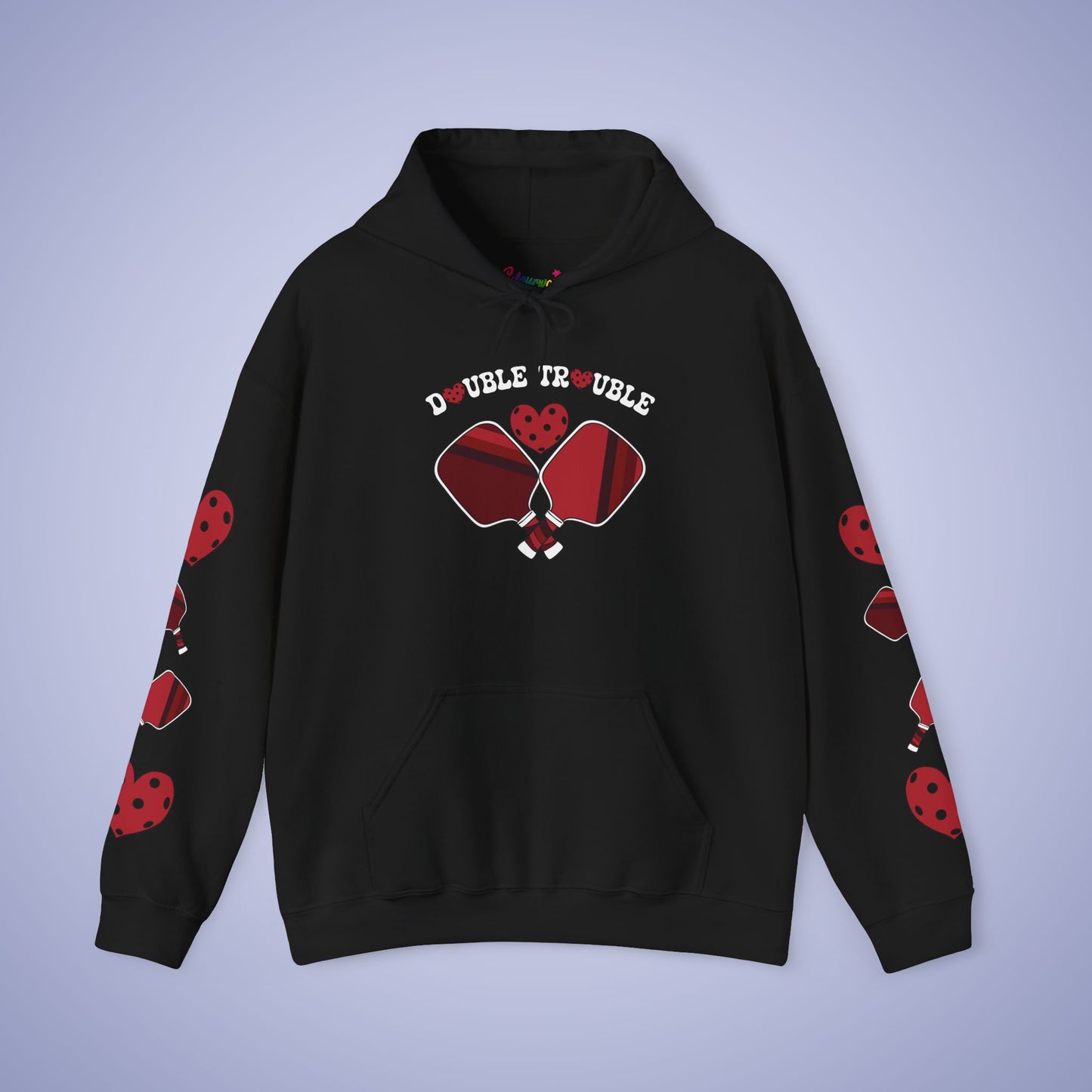 Double Trouble Pickleball Hoodie Couple Matching Team Red Graphic Design