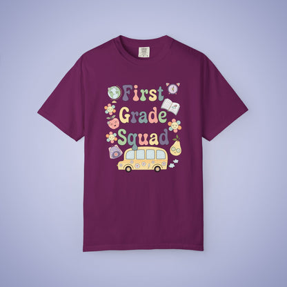 First Grade Squad Retro Fun Teacher T Shirt Comfort Colors Unisex Back to School