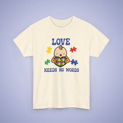 Chicken Puzzle Heart Graphic Love Needs No Words Autism Awareness Unisex T Shirt