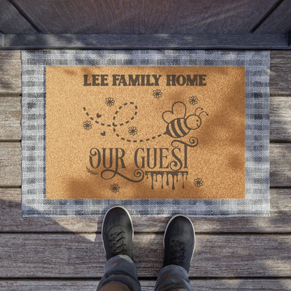 Bee Our Guest Personalized Family Door Mat