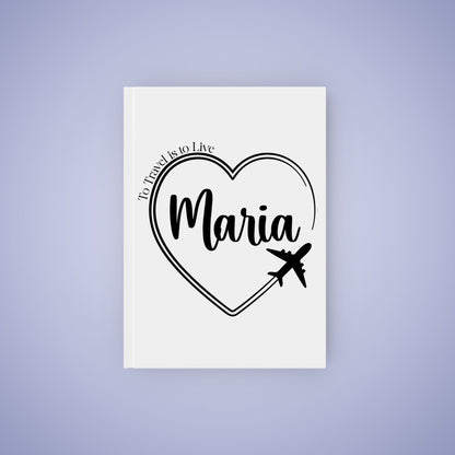 Travel Journal Personalized Name White Graduation Gift Hard Backed Notebook