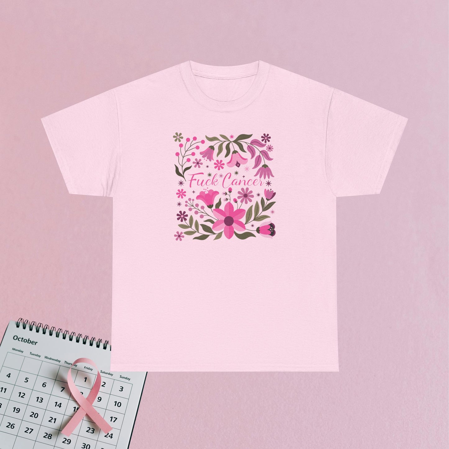 Fuck Cancer Pink Boho Floral Breast Cancer Awareness Unisex T Shirt