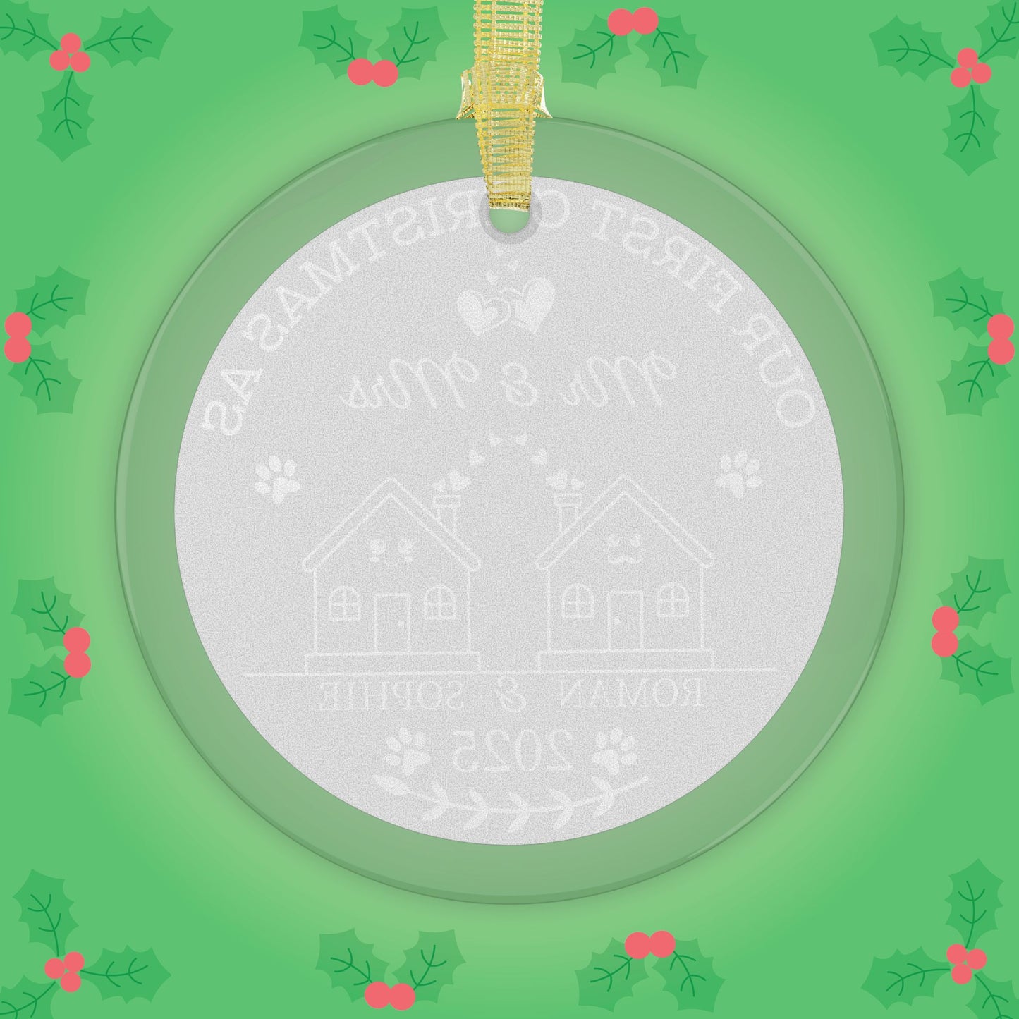 Our First Christmas Mr & Mrs Newlywed Personalized Glass Ornament Gift