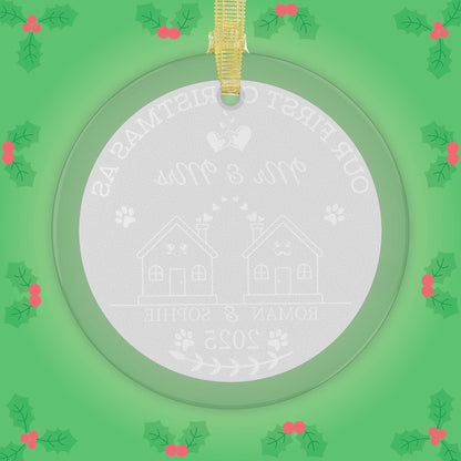 Our First Christmas Mr & Mrs Newlywed Personalized Glass Ornament Gift