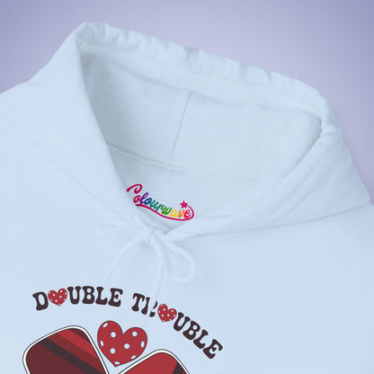 Double Trouble Pickleball Hoodie | Couple Matching Pickleball Lover Gift Light Crimson Version
