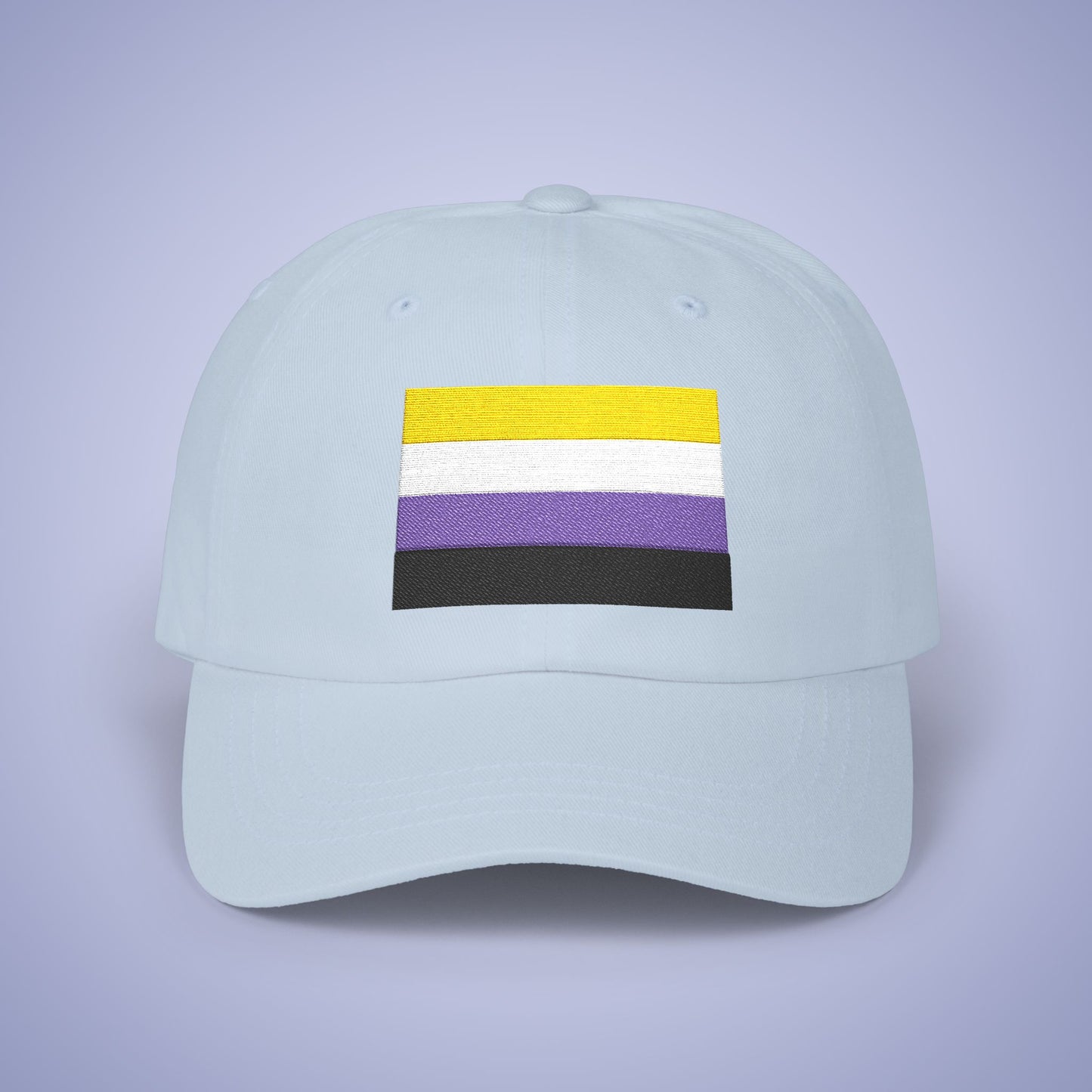 Non Binary Flag Pride Month Embroidered Classic Dad Cap Unisex Coloured Embroidery
