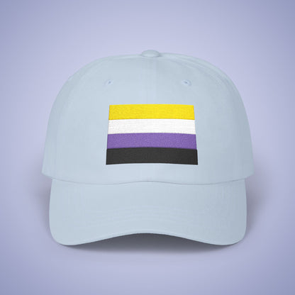 Non Binary Flag Pride Month Embroidered Classic Dad Cap Unisex Coloured Embroidery