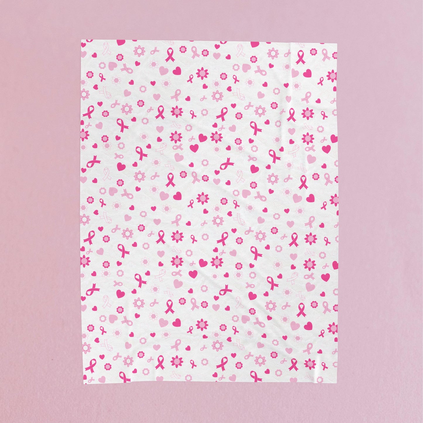 Breast Cancer Awareness White Velveteen Plush Blanket 3 Sizes Chemotherapy Gift