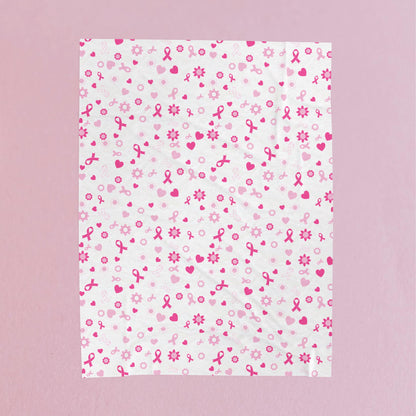Breast Cancer Awareness White Velveteen Plush Blanket 3 Sizes Chemotherapy Gift