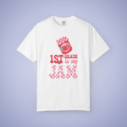 First Grade is my Jam Strawberry Teacher T Shirt Comfort Colors Unisex Back to School