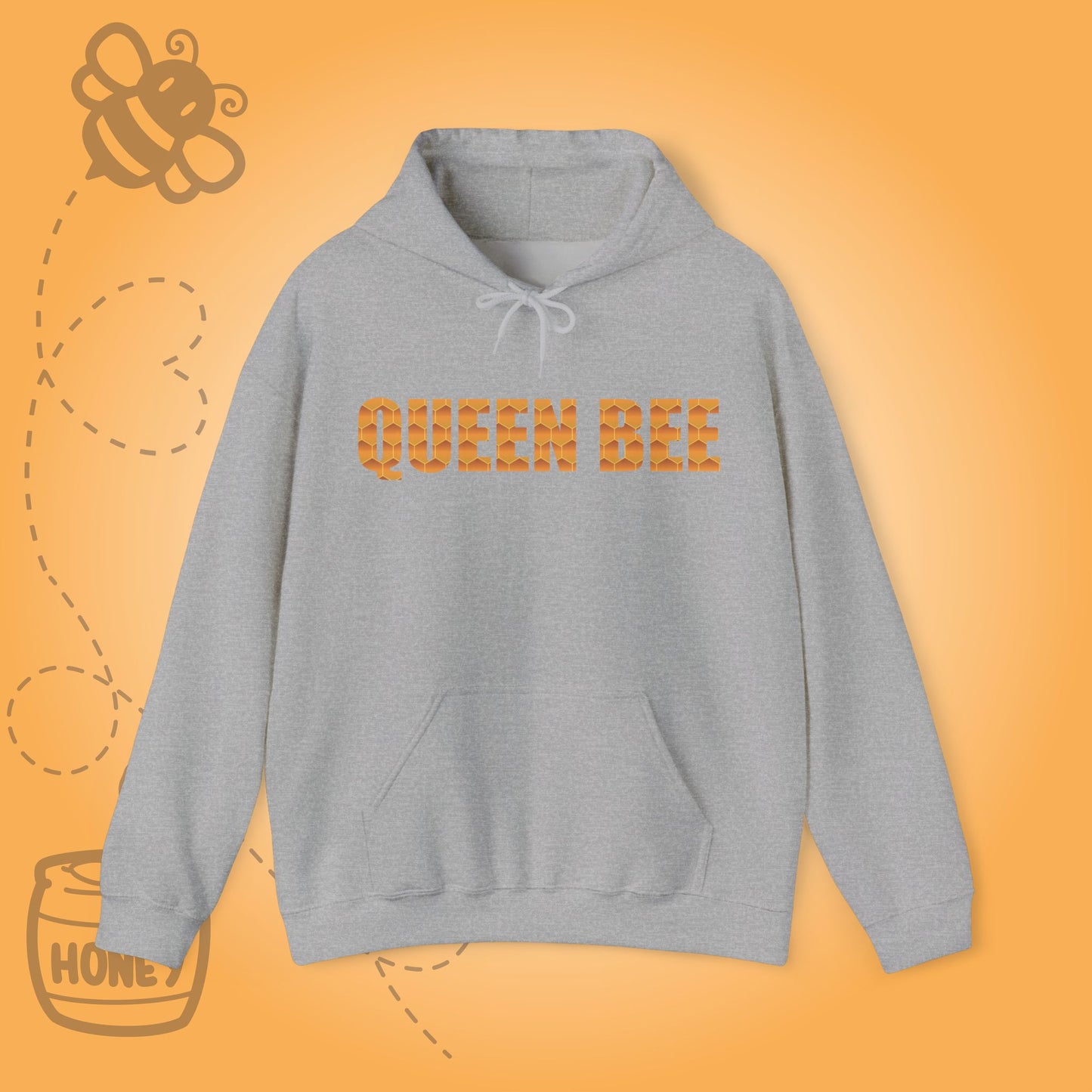 Queen Bee Sweet As Honey  Honeycomb Word Art Design Hoodie Sweatshirt