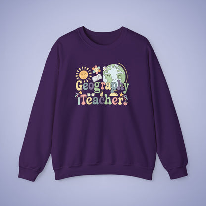 Geography Teacher Crewneck Sweatshirt Retro Unisex Back to School