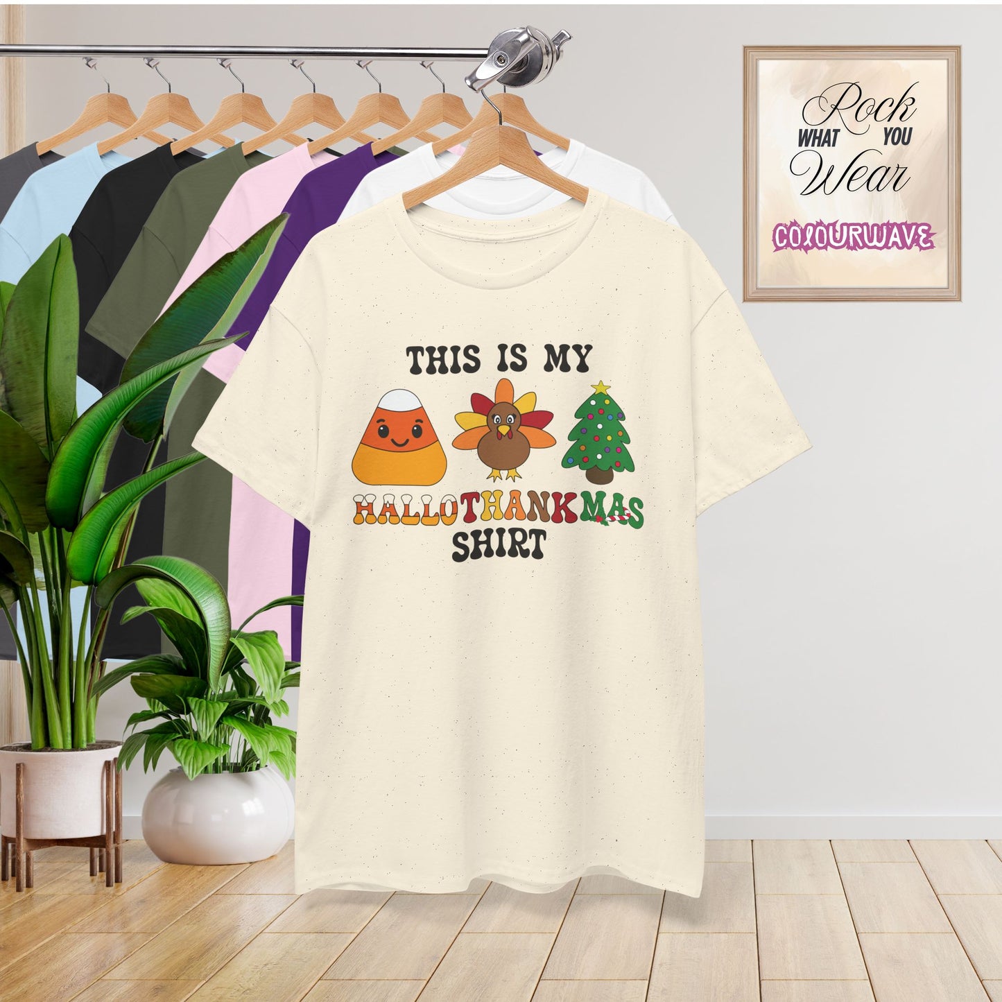 This is My HalloThankMas Shirt Candy Corn Halloween Thanksgiving Christmas Unisex T Shirt