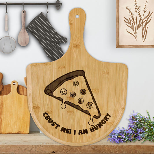 Crust Me I Am Hungry Funny Engraved Bamboo Pizza Board House Warming Gift