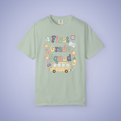 First Grade Squad Retro Fun Teacher T Shirt Comfort Colors Unisex Back to School
