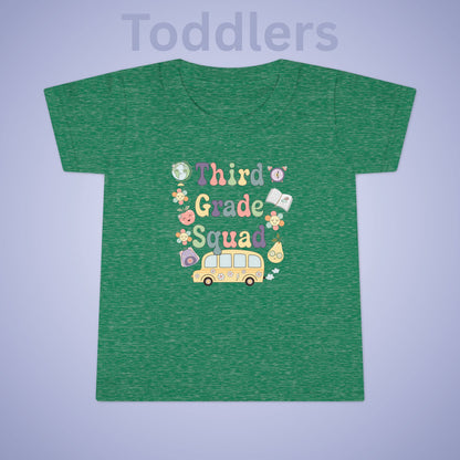 Third Grade Squad Fun Retro Kids Cotton T Shirt Back To School Toddler