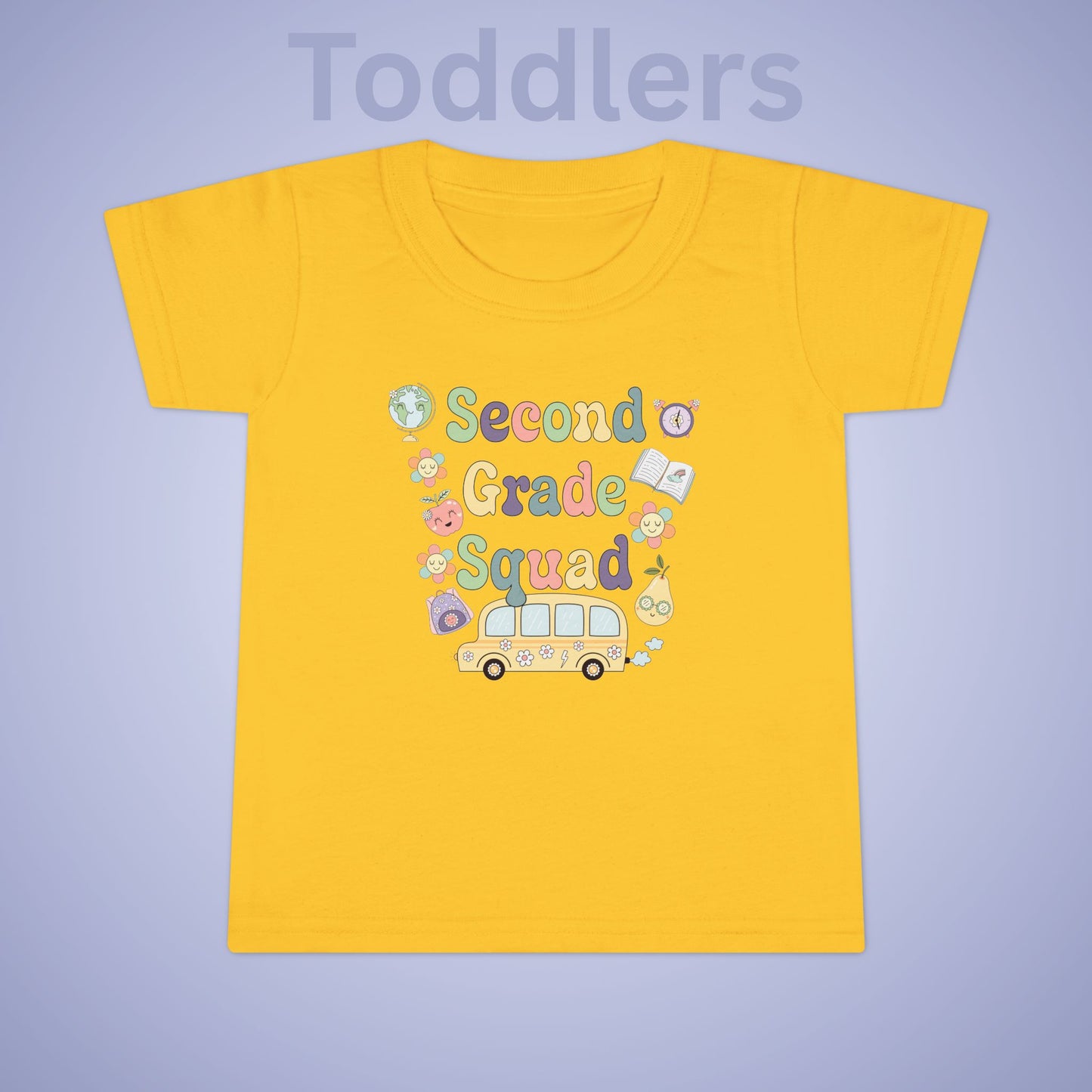 Second Grade Squad Retro Fun Kids Cotton T Shirt Back To School Toddler