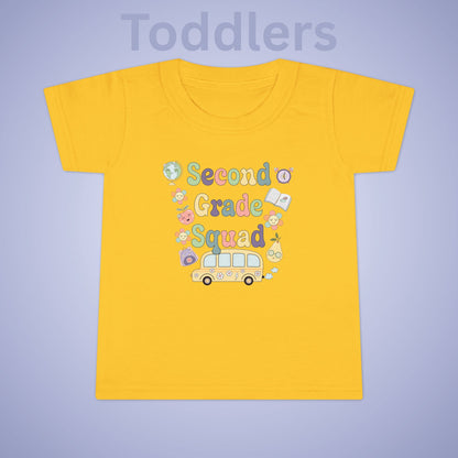 Second Grade Squad Retro Fun Kids Cotton T Shirt Back To School Toddler