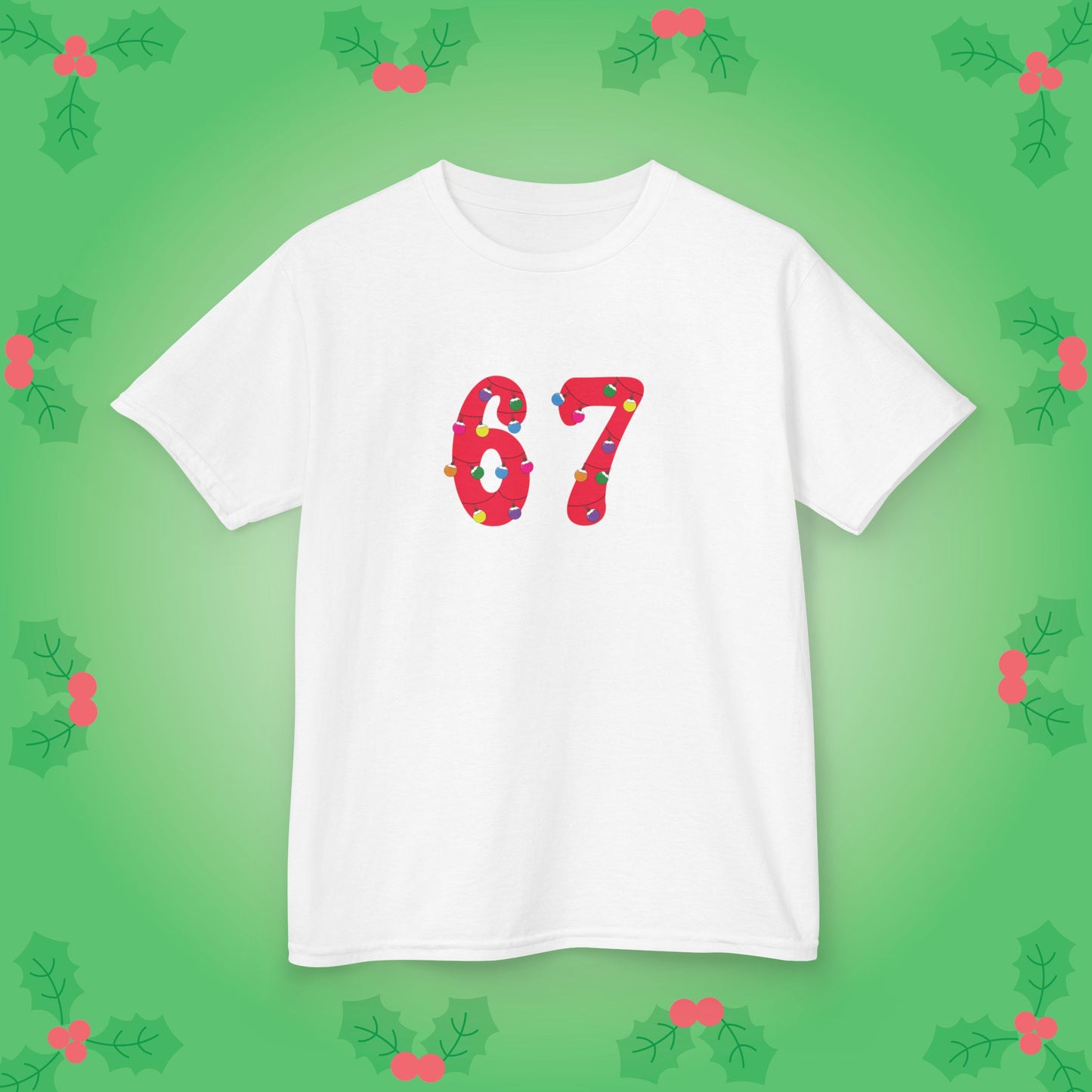 Christmas Lights Red 67 Tee Fun Trending Kids Cotton T Shirt Six Seven Youth