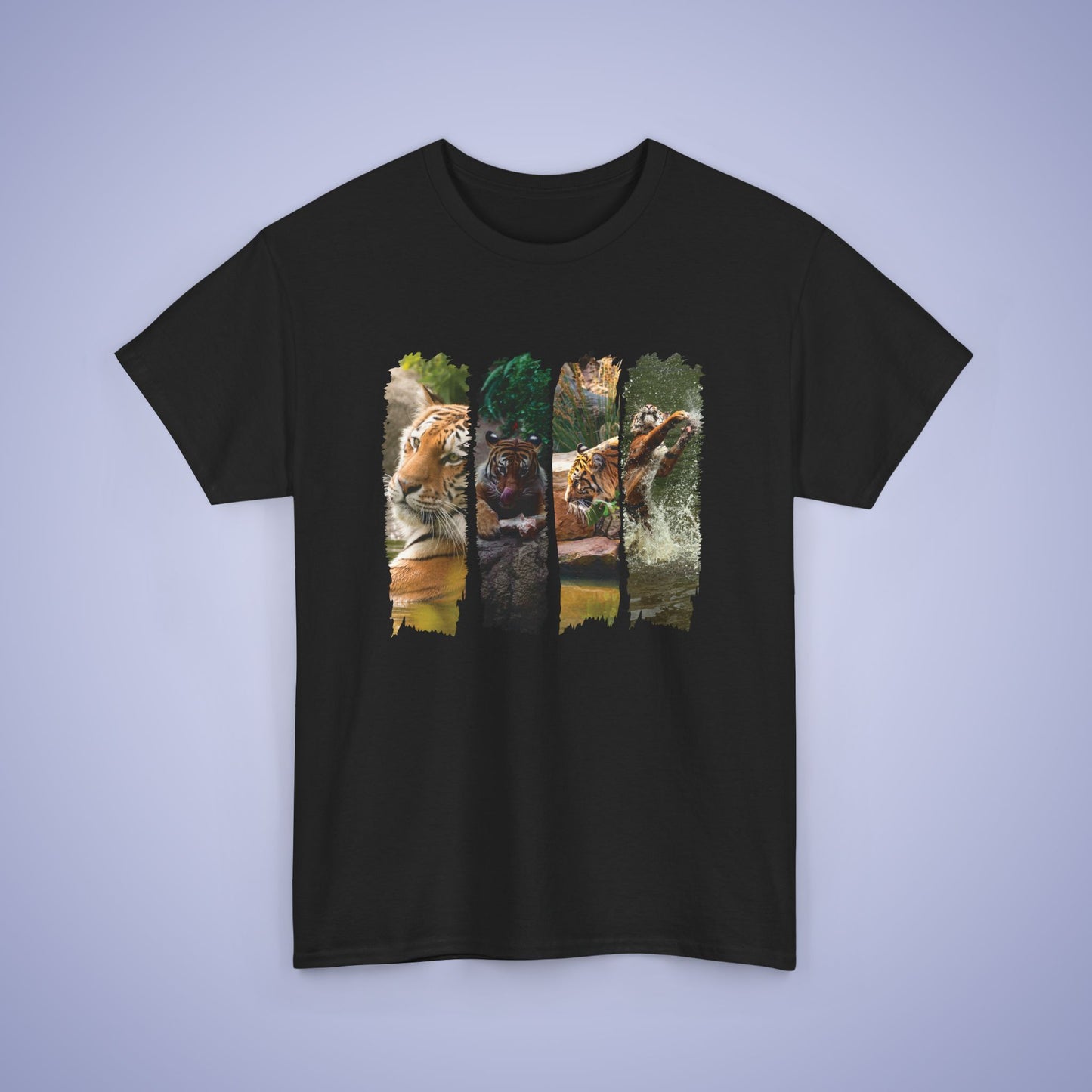 Playful Tigers Paint Brush Stroke Photographic Unisex Oversized T Shirt