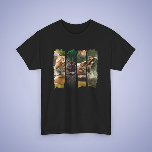 Playful Tigers Paint Brush Stroke Photographic Unisex Oversized T Shirt