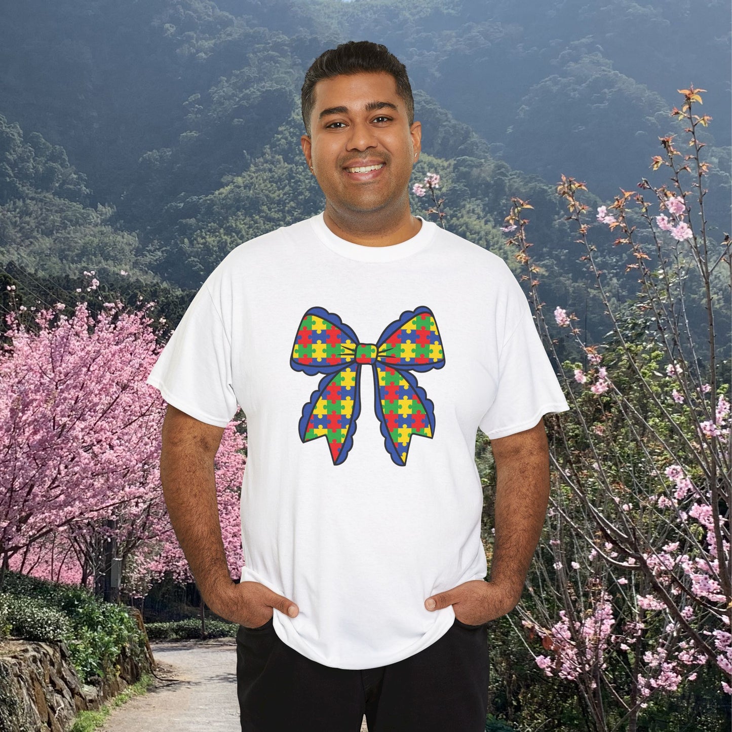 Coquette Bow Puzzle Graphic Love Needs No Words Autism Awareness Unisex T Shirt