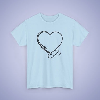 Fishing Loving Heart Unisex T Shirt