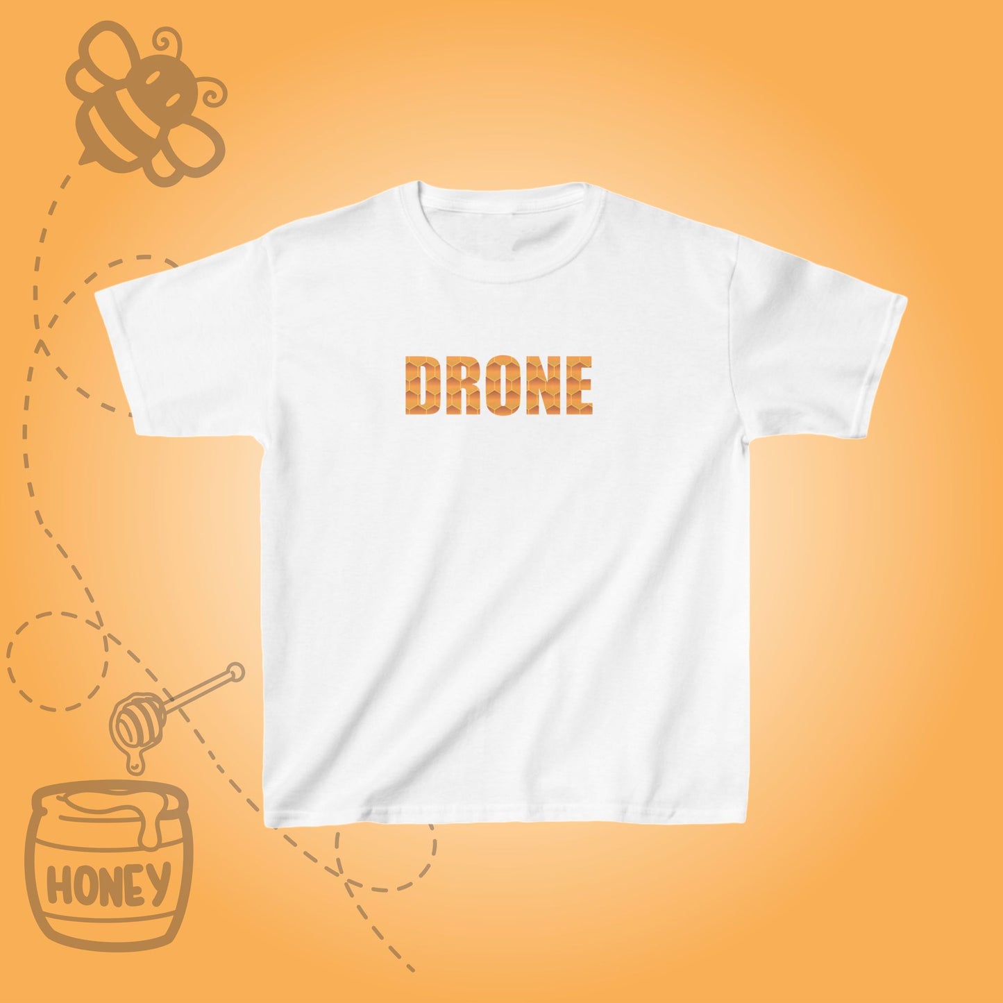 Drone Sweet As Honey  Honeycomb Word Art Design Kids Tshirt