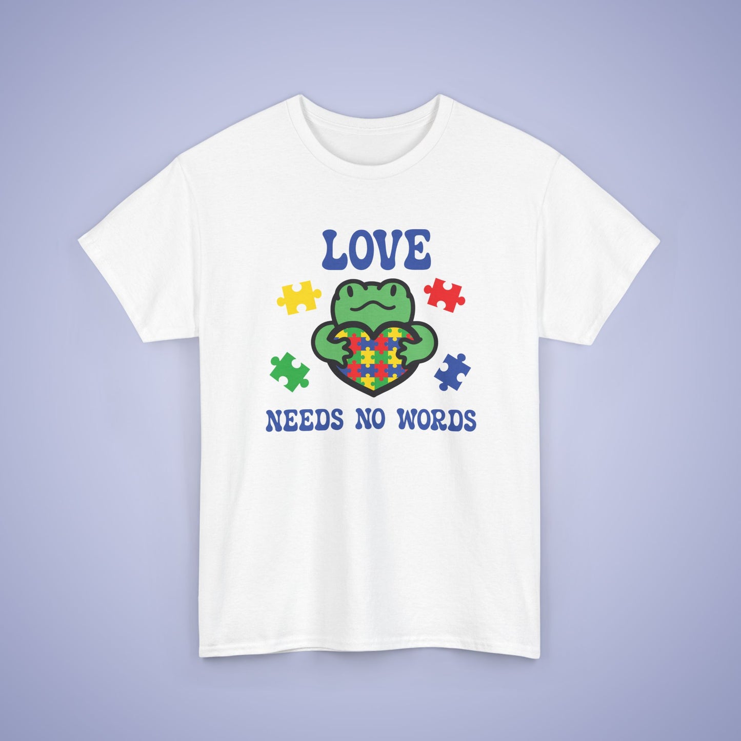 Frog Puzzle Heart Graphic Love Needs No Words Autism Awareness Unisex T Shirt