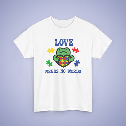 Frog Puzzle Heart Graphic Love Needs No Words Autism Awareness Unisex T Shirt