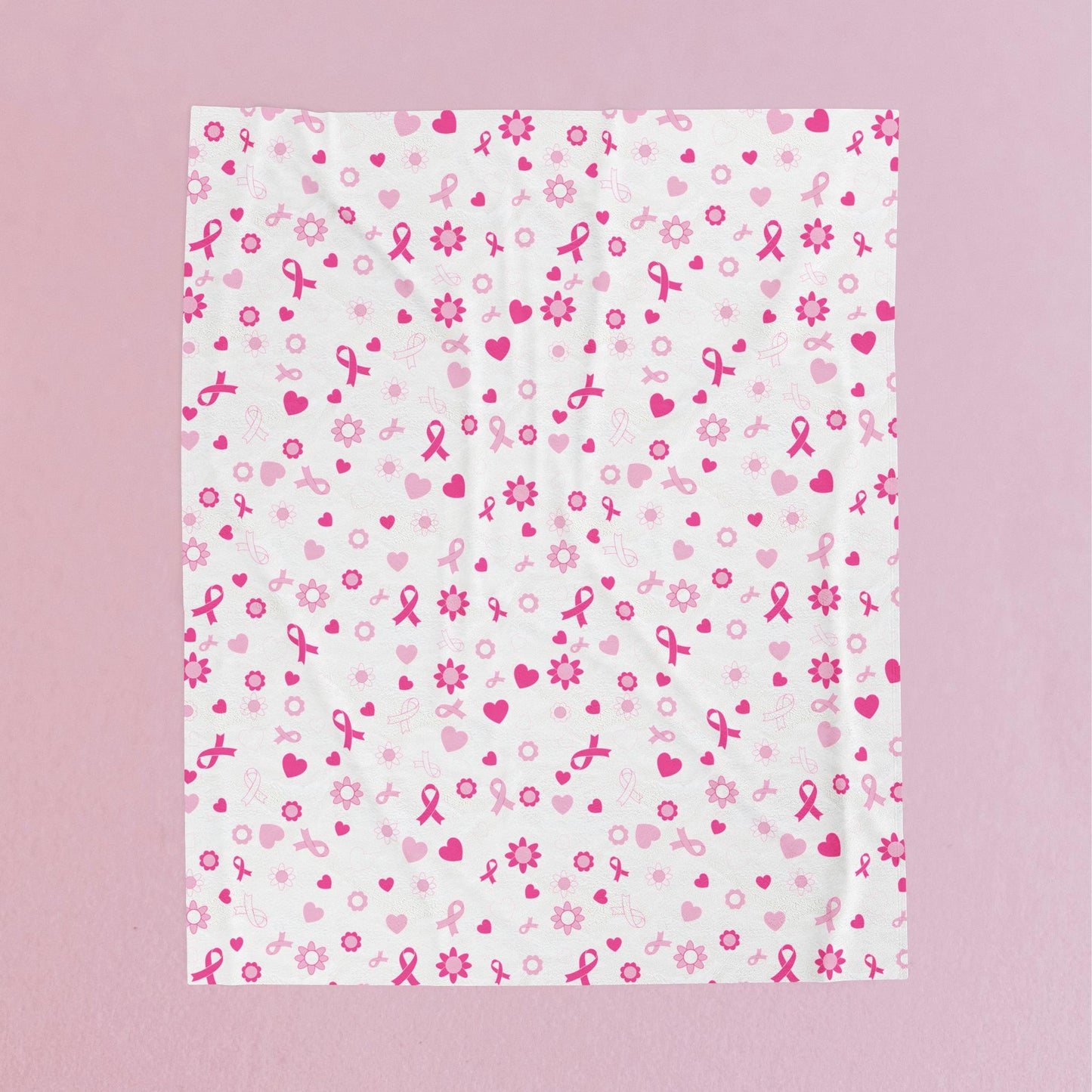 Breast Cancer Awareness White Velveteen Plush Blanket 3 Sizes Chemotherapy Gift