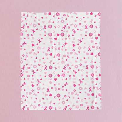 Breast Cancer Awareness White Velveteen Plush Blanket 3 Sizes Chemotherapy Gift