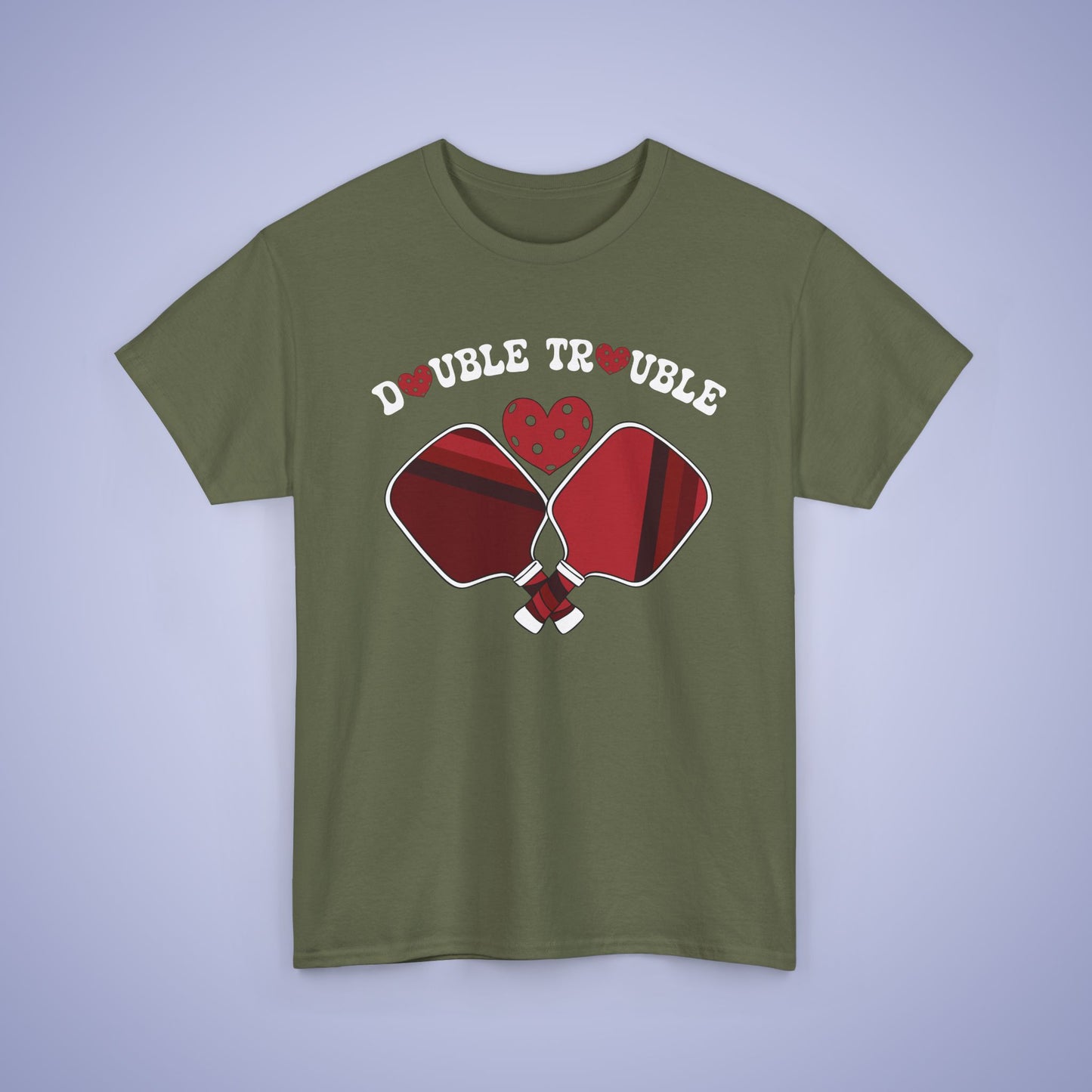 Double Trouble Pickleball T Shirt Retro Couple Matching Red Graphic Design
