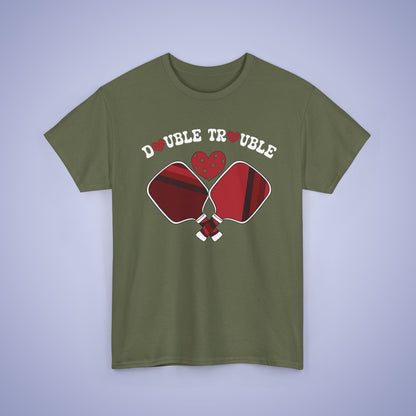 Double Trouble Pickleball T Shirt Retro Couple Matching Red Graphic Design